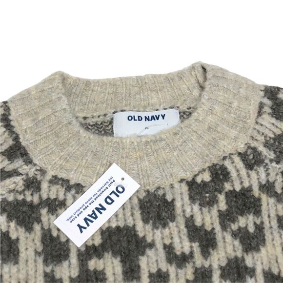 NEW Old Navy Cozy Crewneck Sweater Leopard Print Long Slv Pullover Top Womens XS - Picture 3 of 6